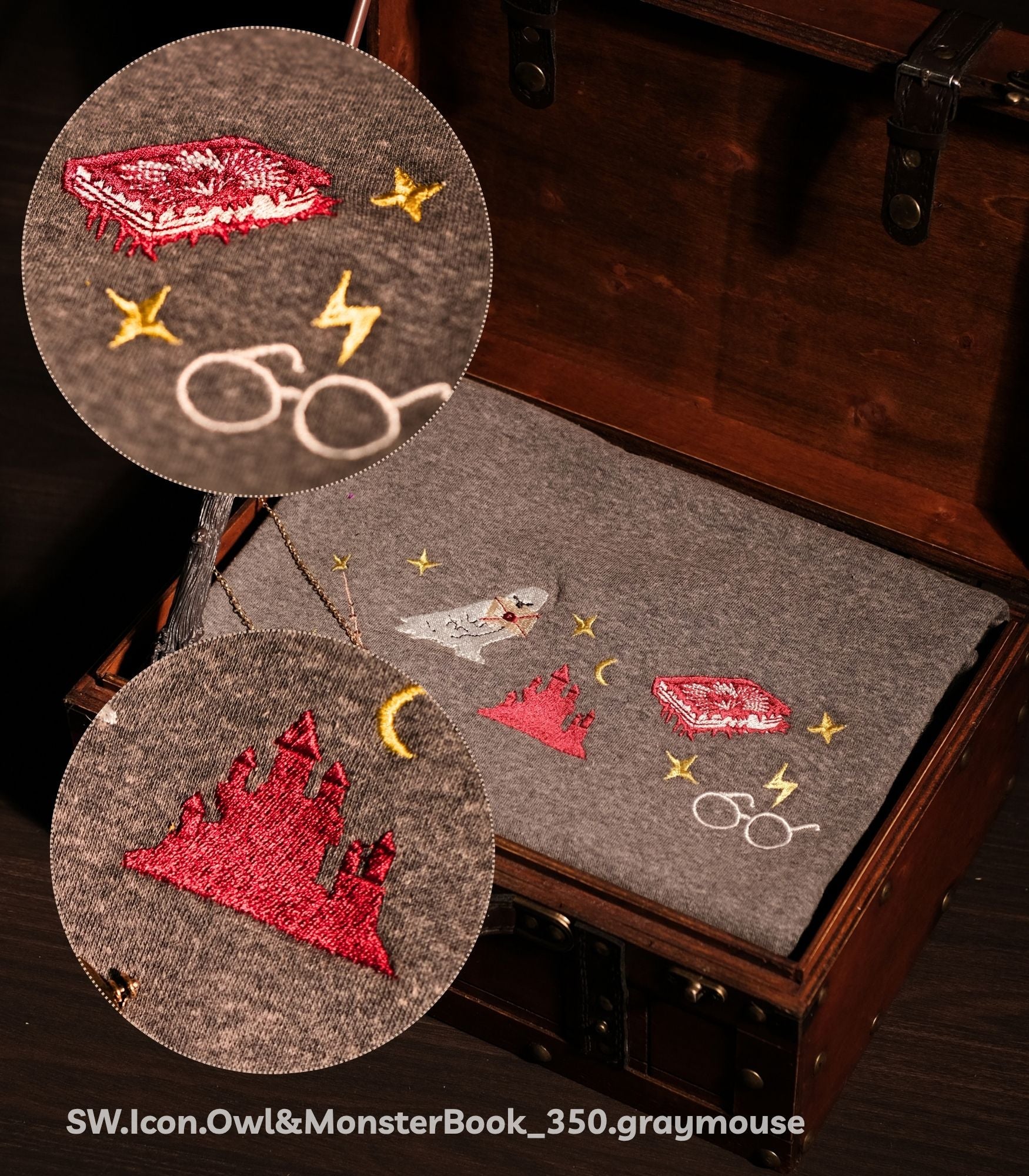 Magic Gift Set – Sweater Owl & MonsterBook 8 pieces (Gray Sweater + Wand + Glass Pumpkin + Magic Book + Mini Bag)