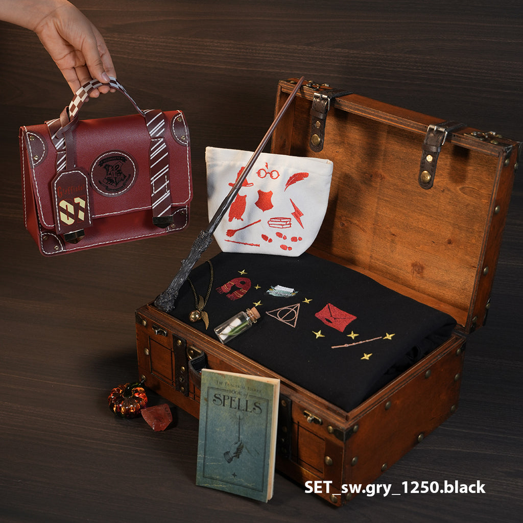 Magic Gift Set – Lion House Sweater 10 pieces (Black sweater + Wand + Glass pumpkin + Mini bag + Handbag)