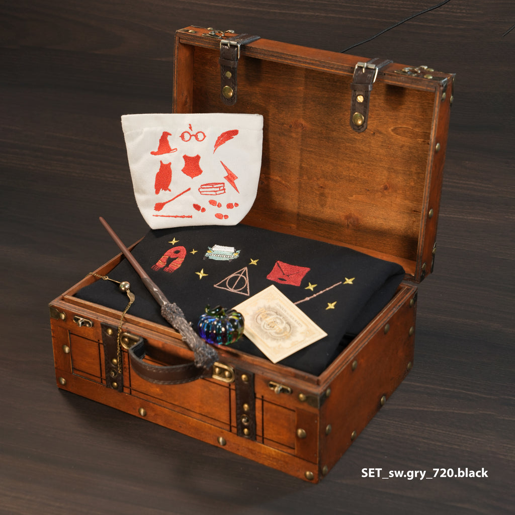 Magic Gift Set – Lion House Sweater 6 Pieces (Black Sweater + Wand + Glass Pumpkin + Mini Bag)