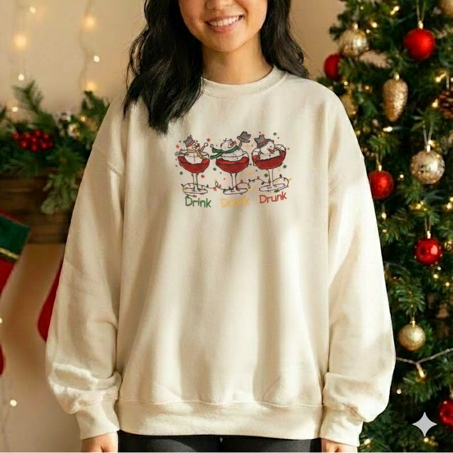Áo sweater “Uống, Say, Sập” – Drink Drank Drunk, tặng hình thêu trên tay áo