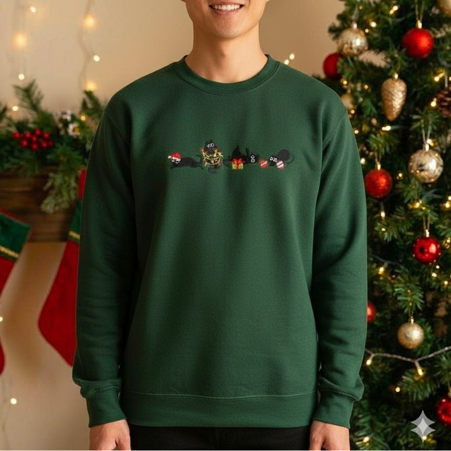 Áo Meowwy Christmas – Phiên bản Mèo Đen Giáng Sinh, tặng hình thêu cá nhân trên tay áo 🎄