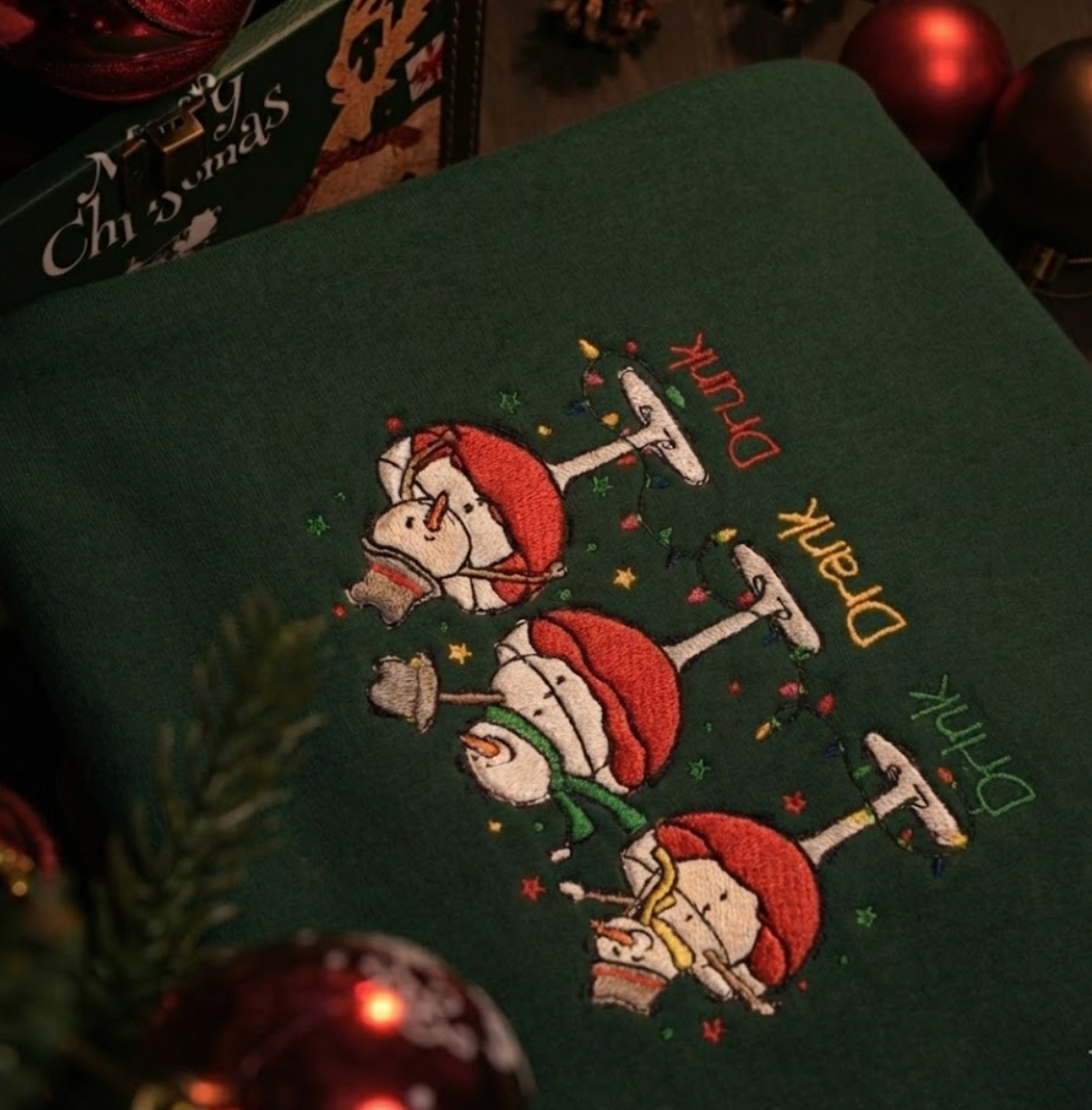 Áo sweater “Uống, Say, Sập” – Drink Drank Drunk, tặng hình thêu trên tay áo