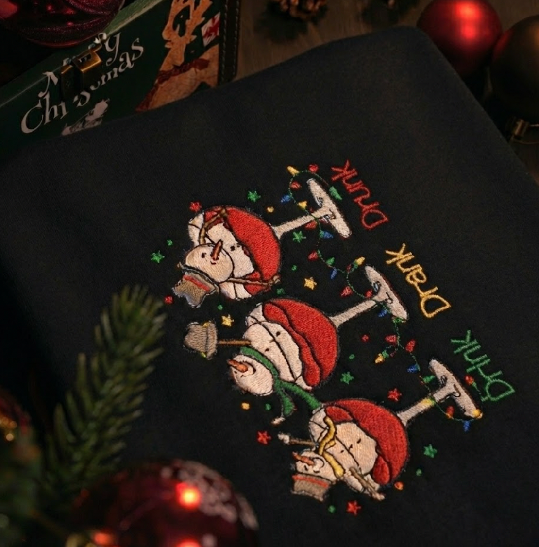 Áo sweater “Uống, Say, Sập” – Drink Drank Drunk, tặng hình thêu trên tay áo